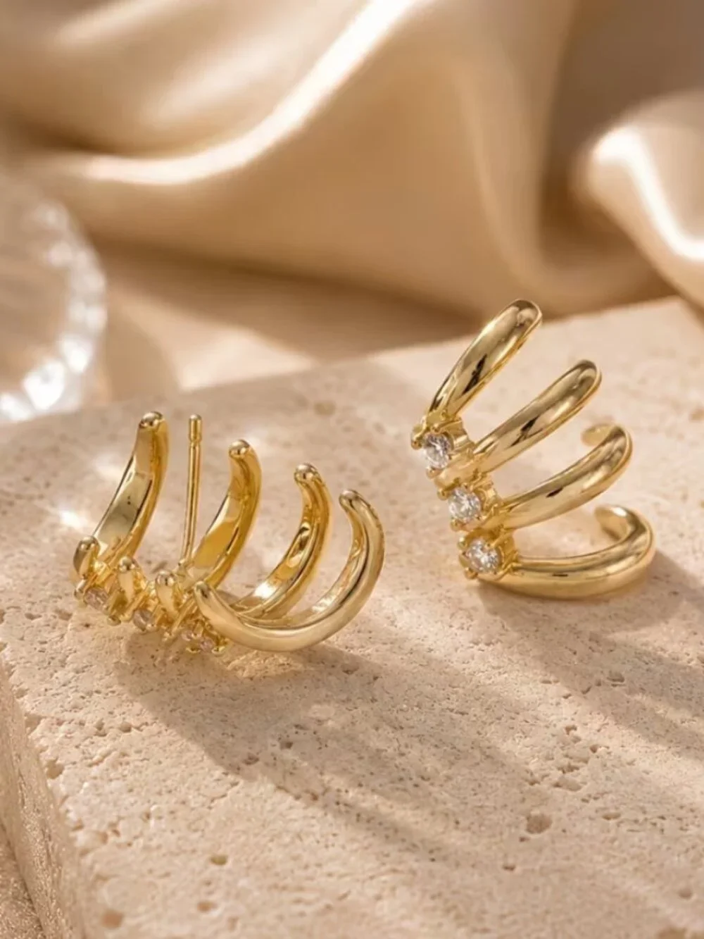 14K Gold Womens 4 Row 1ct Diamond Claw Style Earrings Ladies 14 K Silver Jewelry